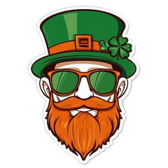 Stylish hipster Irish man in leprechaun hat, vector illustration for St. Patrick's day