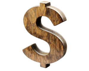 A wooden dollar sign, symbolizing finance, investment strategies, and economic stability.