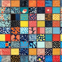 Fototapeta premium Seamless Pattern - Colorful mosaic tile wall art pattern