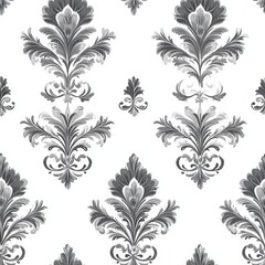 Seamless Pattern - Elegant grayscale floral damask pattern