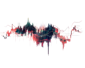 An abstract financial chart with an uptrend line graph and bar chart elements, representing stock market analysis.