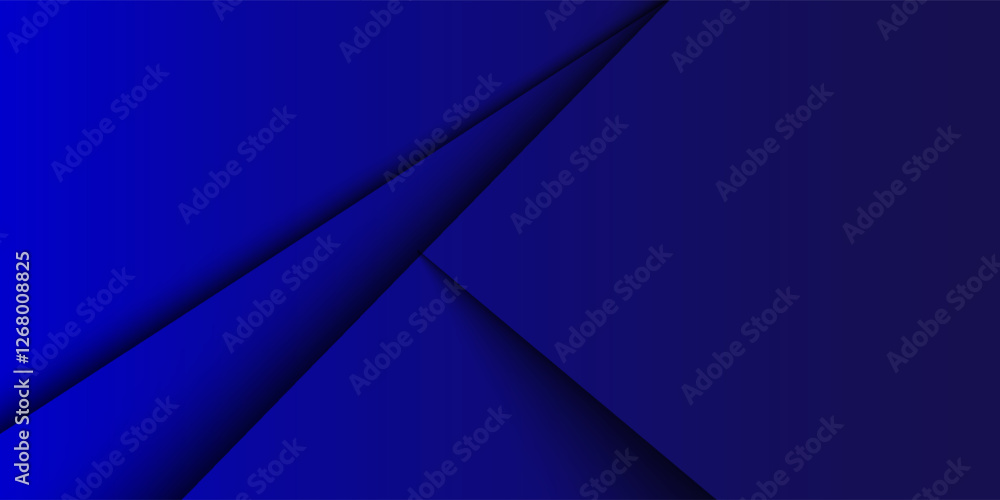 Wall mural dark blue dynamic abstract vector background with straight shadow lines.