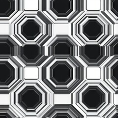 Seamless Pattern - Abstract octagon pattern in grayscale.
