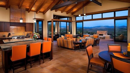 Luxurious Southwestern Home Interior Design Featuring Stunning Mountain Views