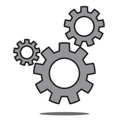 Cogwheel icon set. Line and glyph gearwheel sign. Outline cogwheel mechanism symbol