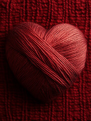 Crafting with a heart-shaped skein of yarn in warm tones
