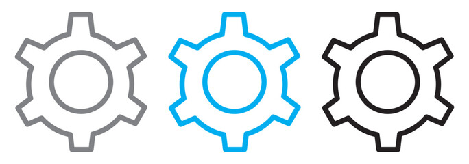 Gear icon set, black gear wheel icons collection. Cogwheel vector icon