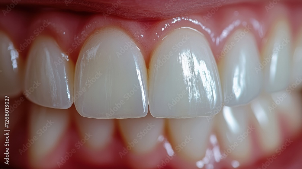 Aufkleber Brightened teeth transformation displaying before and after whitening results in a close up view. Generative AI