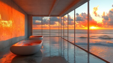 Ocean-view bathtub sunset luxury spa relaxation