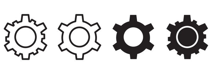 Gear icon set, gear with check mark icon tick symbol. black gear wheel icons collection. Cogwheel vector icon

