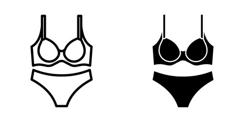 knickers bra Icon set. Symbol isolated white background. vector illustration. color editable.