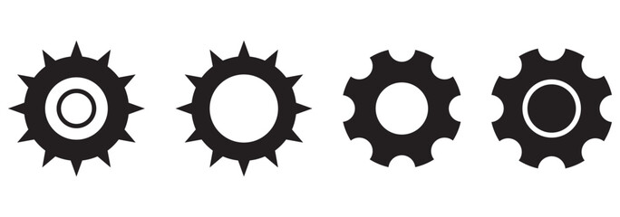 set of gear icons on white background