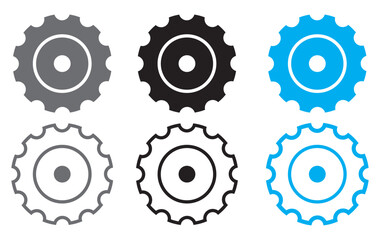 set of gear icons on white background