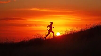 Silhouette of a Runner at Sunset