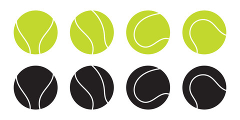 Tennis ball icon set isolated on white background. Tennis ball sport collection. Vector illustration.