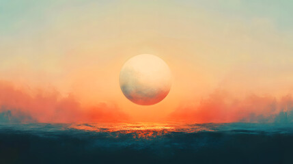 Fototapeta premium The setting sun illuminates the earth