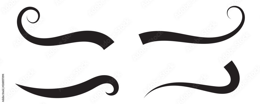 Poster set of swoosh vector. hand drawn swoosh elements, and swoop underline typography tails shape in flat
