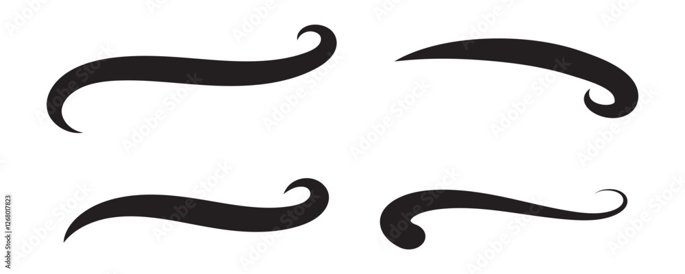 Fototapete Swoosh vector set. Swoosh element simple design swoop underline typography. Swash and swooshes tails design template isolated on white background. Vector illustration. 