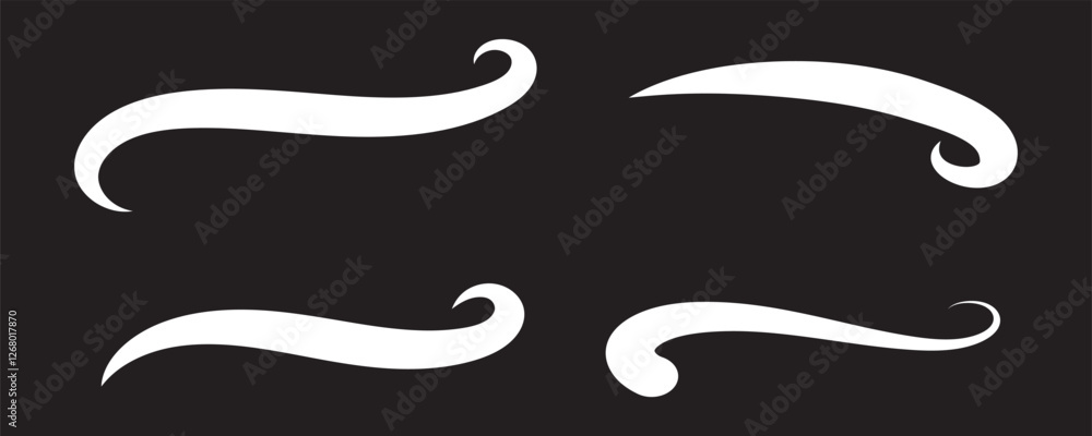 Fototapete Swoosh vector set. Swoosh element simple design swoop underline typography. Swash and swooshes tails design template isolated on white background. Vector illustration. 