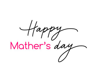 Fototapeta premium Mother's day greeting card. two hearts drawn with one line with the word mom. vector illustration on white background