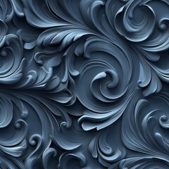 Fototapeta premium Seamless Pattern - Intricate blue floral design, swirling patterns.