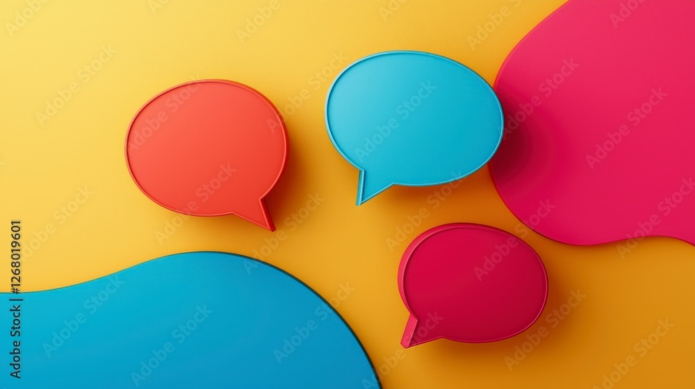 Poster an array of vibrant speech bubbles set against a colorful abstract backdrop captures a lively and yo