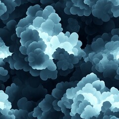 Seamless Pattern - Abstract swirling cloudscape, dark teal and blue.