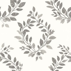 Seamless Pattern - Elegant grayscale leaf pattern design.