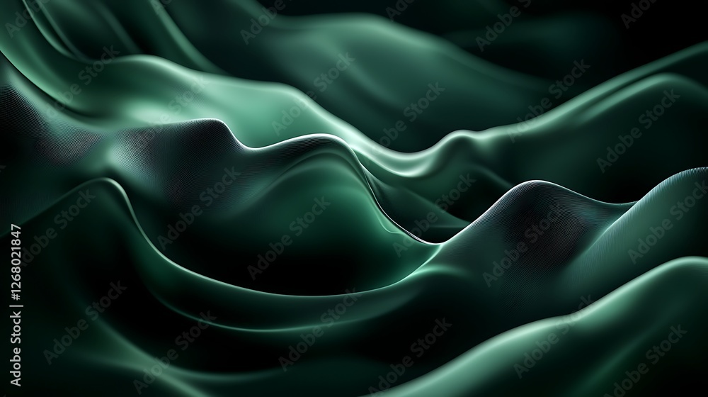 Wall mural Abstract Green Wave Form Digital Art