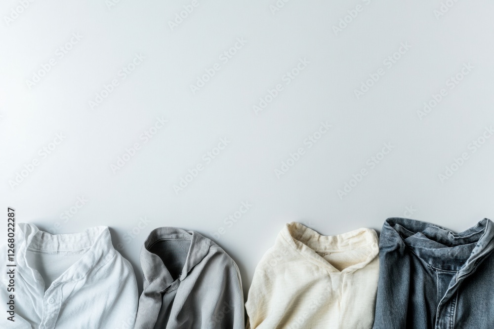 Aufkleber Freshly laundered clothes stand in stark contrast to dirty garments in a neat side by side comparison on a plain surface. Generative AI