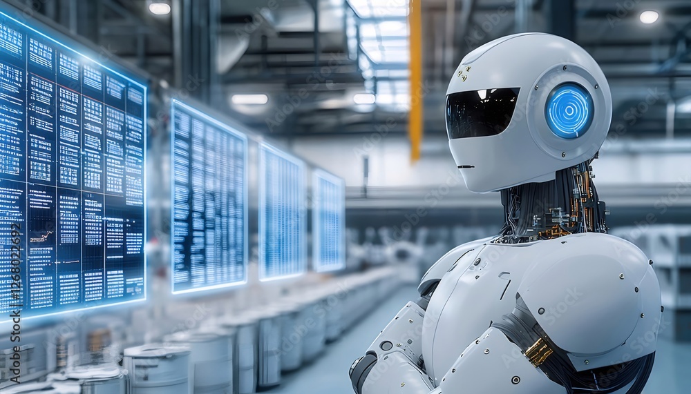 Poster robot analyzes data in factory