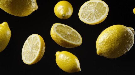 Floating Lemons in 3D Aesthetic