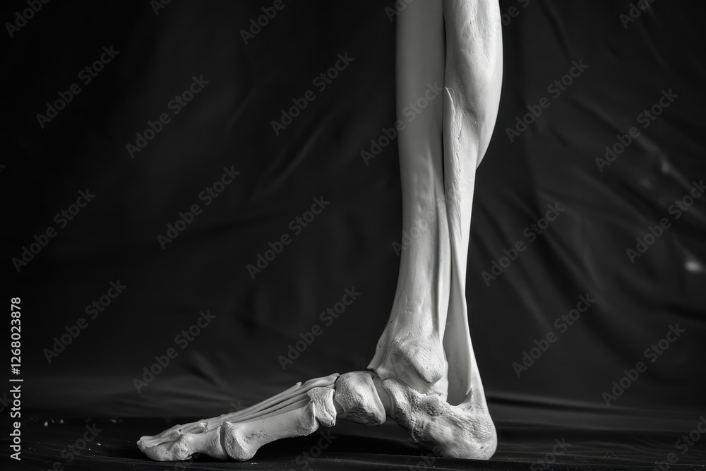 Poster Detailed view of a skeletal leg with a focus on the ankle and foot structure observing anatomy in a studio setting