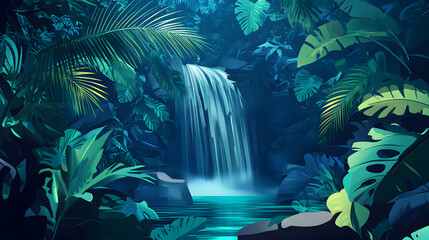 Naklejka premium Waterfall in the rainforest