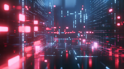 Obraz premium The neon matrix of cyberspace