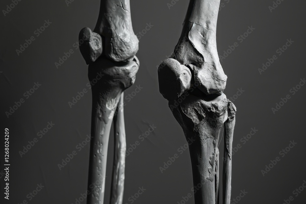 Poster Detailed view of a skeletal leg with a focus on the ankle and foot structure observing anatomy in a studio setting