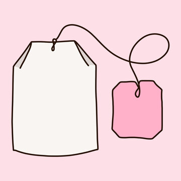 Tea Bag with String on a Pink Background