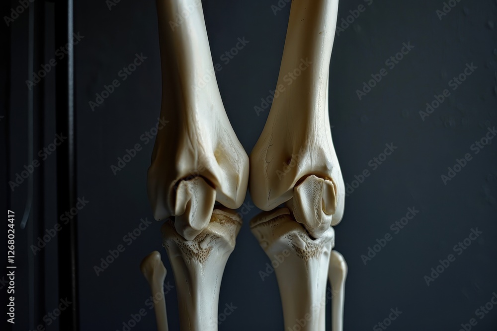 Poster Detailed view of a skeletal leg with a focus on the ankle and foot structure observing anatomy in a studio setting