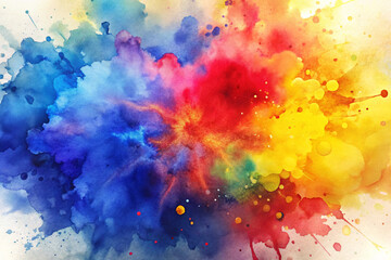 Fototapeta premium Vibrant watercolor splash with a burst of colors creating an artistic explosion 