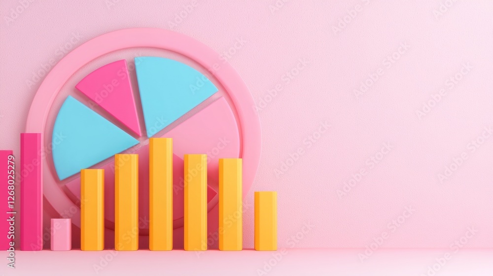 Aufkleber 2025 goal setting vision concept. colorful charts and graphs on a pink background for data visualiza