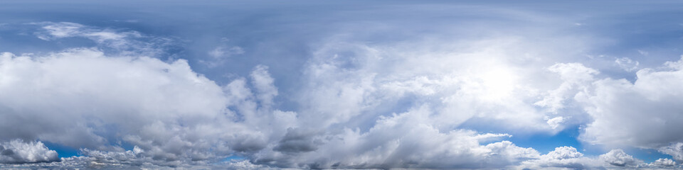 360-Degree Panorama of Cloudy Sky Above Expansive Landscape Scenery