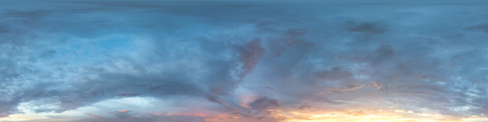 Stunning Panoramic Cloudscape During Vibrant Sunrise Over Beautiful Open Horizon