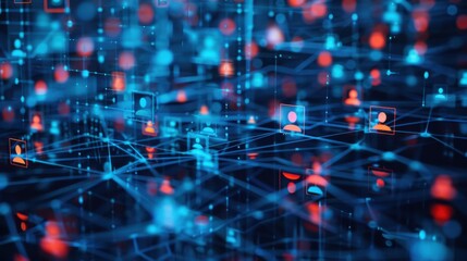 Global business landscape with diverse professionals analyzing data and exchanging insights, focusing on customer connections and HR recruitment