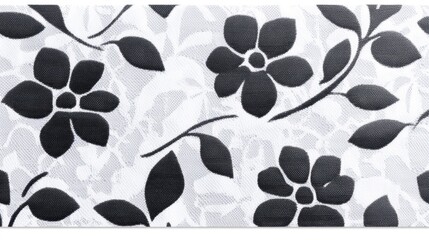 Fototapeta premium A black and white floral pattern featuring stylized flowers and leaves.
