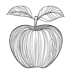 Ornamental apple illustration for coloring book or print