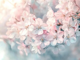 Delicate Pastel Blossom Medley Featuring Soft, Dreamy Floral Arrangements in a Serene and Ethereal Garden Setting for Artistic Calm