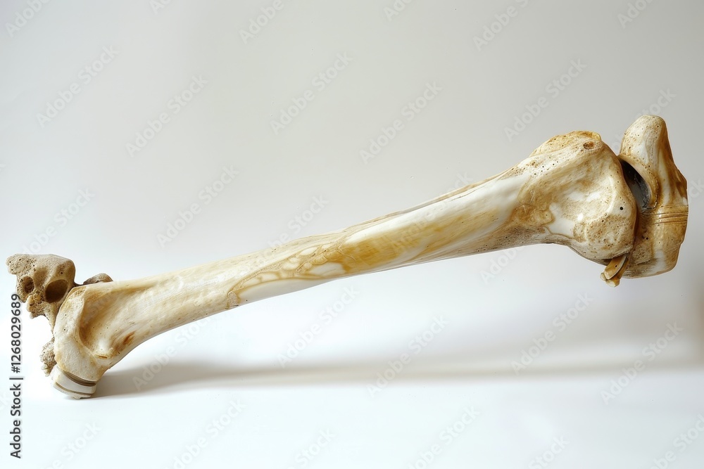 Aufkleber detailed close-up of a human femur bone displayed in a natural lighting environment with greenery in