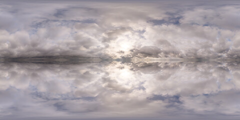 360 Spherical Cloudscape with Dramatic Sky and Stunning Reflections in British Columbia