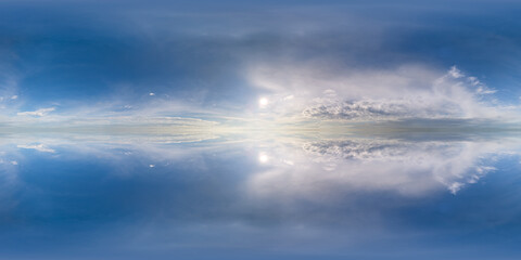 Naklejka premium Serene Abstract 360 Panorama Cloudscape with Sunlight and Atmospheric Details