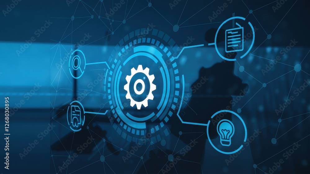 Poster digital technology integration and automation are depicted on a screen